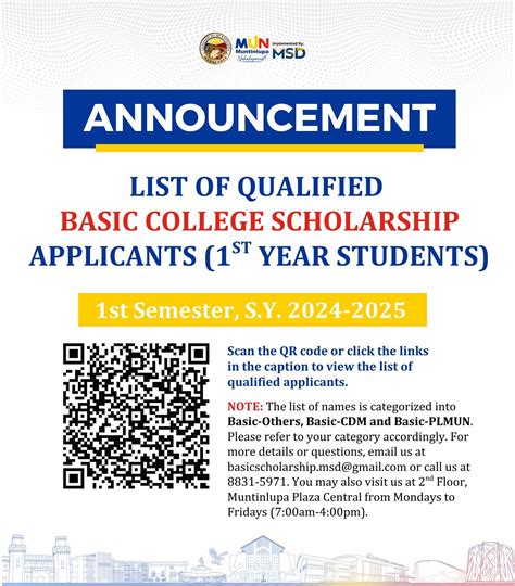 muntinlupa scholarship division contact number|ANNOUNCEMENT: UPDATING .